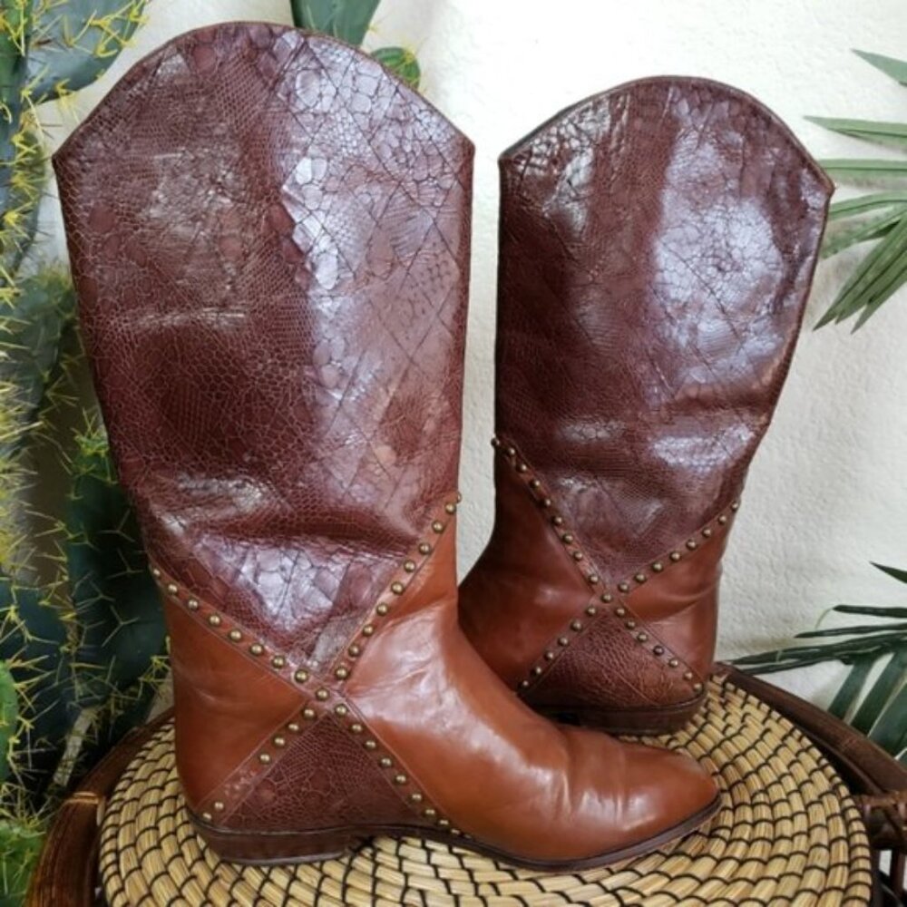 Stuart Weitzman Western Bohemian Studded Leather … - image 8